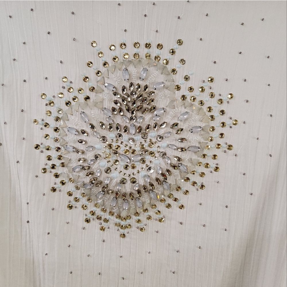 Free People Heart of Gold Embellished Beaded Blouse Size S - Picture 8 of 12